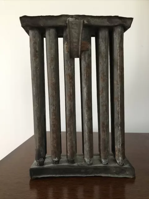Early Primitive Hand Forged Tin 12 Tube Candle Mold Maker Americana Decor 1800s