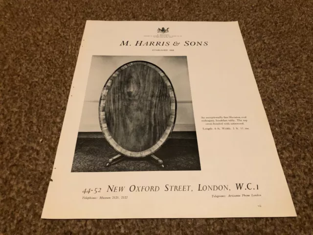 Ant9 Antique Advert 11X8 M Harris & Sons : Sheraton Oval Breakfast Table