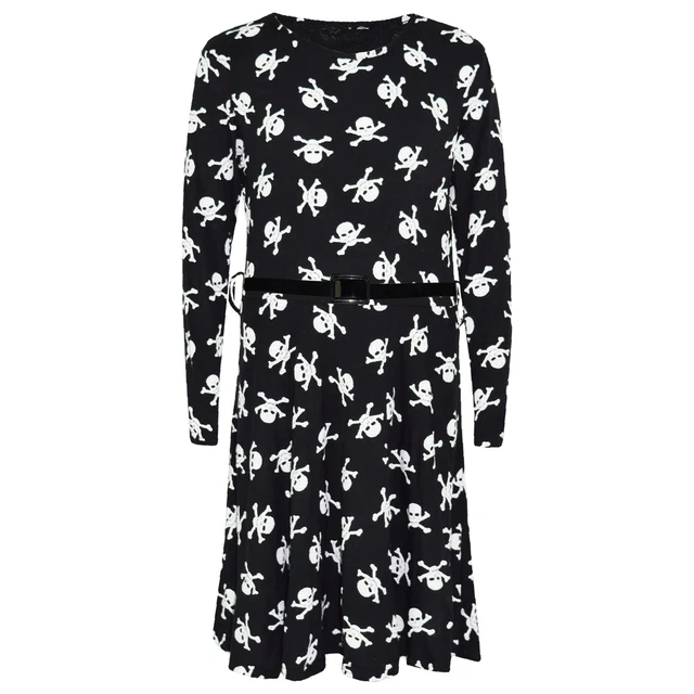 Ragazze Skater Abito Teschio & Cross Bones Costume Halloween 7-13 per Bambini