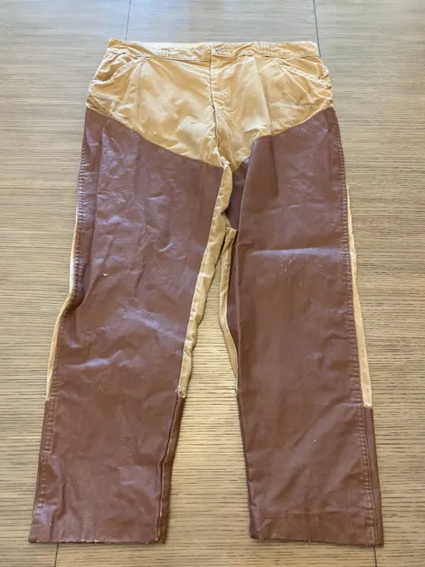 Vintage 1960's Western Leather Double Knee Canvas Pants 38x27 Talon Zipper Sears
