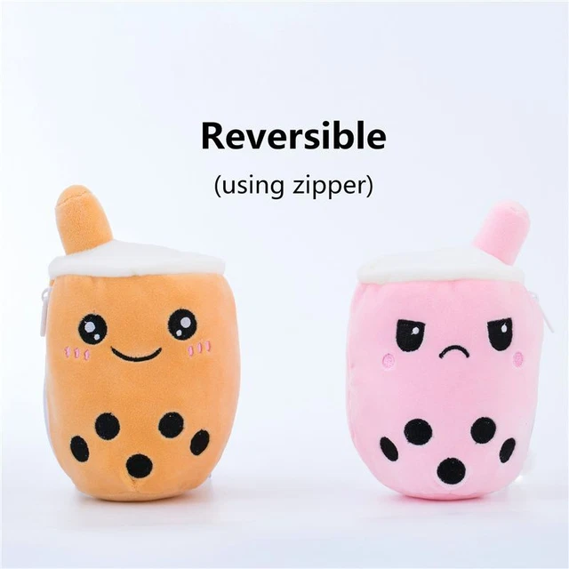 Reversible Secret Pouch Boba Plushie Bubble Tea Milk Plush Doll Soft Stuffed Toy 3