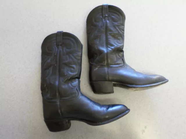 Tony Lama black leather cowboy boots, Men's 9.5 D