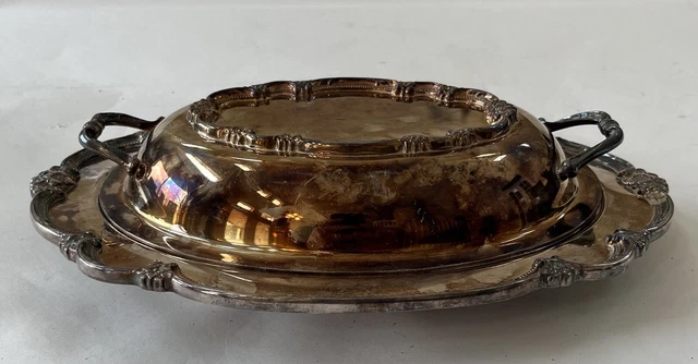 Rogers Bros Remembrance Oval Covered Serving Platter  1847 IS Silverplate 9812