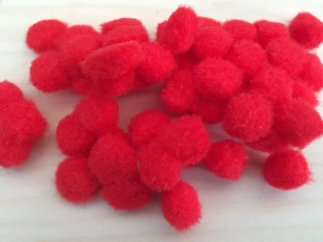 50pcs x 13mm Pom Poms ~  Choose your colour  Red, Blue or White