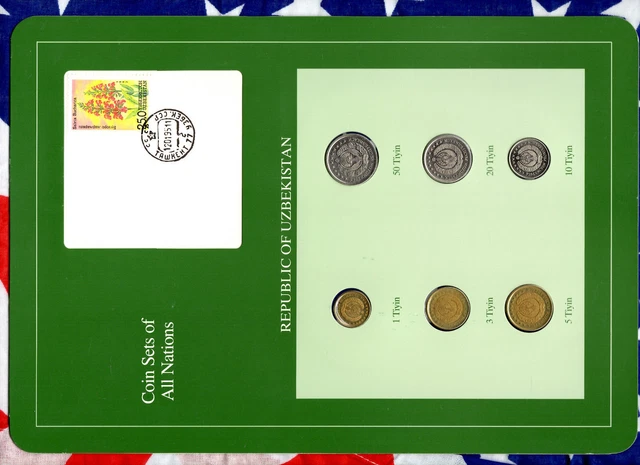 Coin Sets of All Nations Uzbekistan UNC 1,3,5,10,20,50 Tiyin 1994