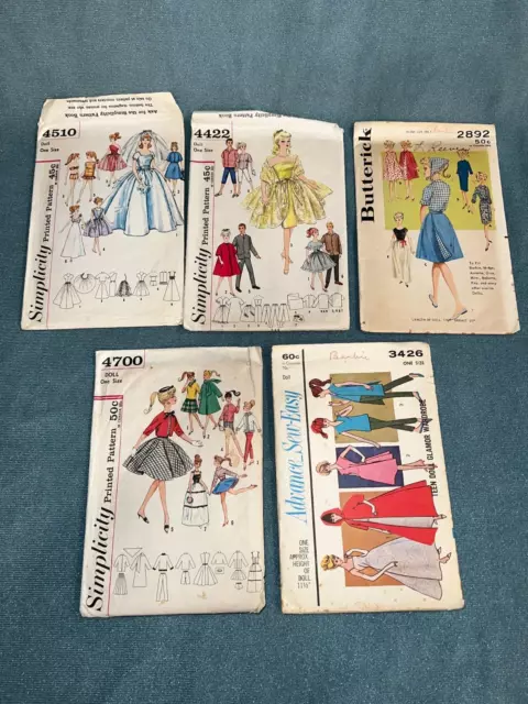 Vintage 1960's Barbie & Ken Sewing Pattern sets - Simplicity, Advance, Butterick