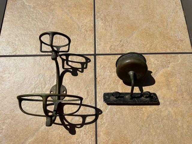 Antique Salvaged Brass Bathroom Fixtures ~ Cup & Toothbrush & Soap Holder