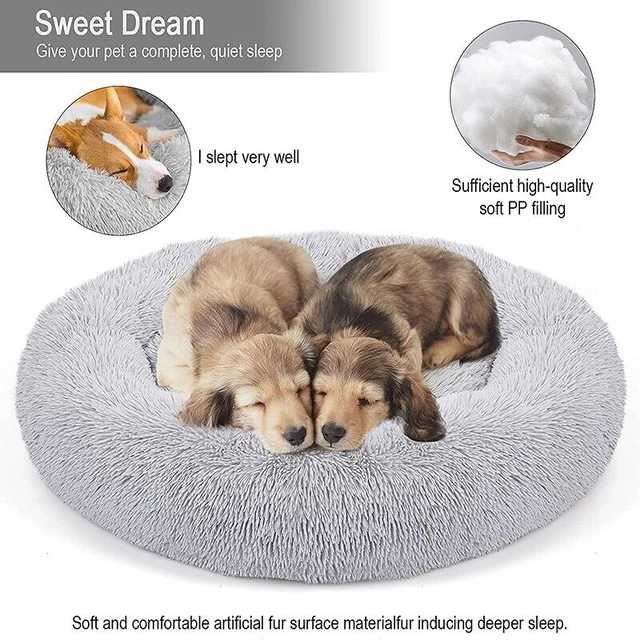 Donut Plush Bed Round Pet Dog Cat Calming Kennel Soft Warm Fluffy Sleeping Nest 10