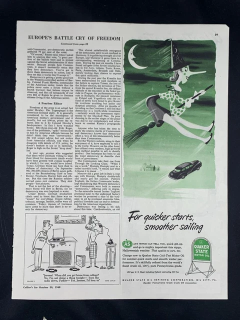 Magazine Ad* - 1948 - Quaker State Oil - HALLOWEEN