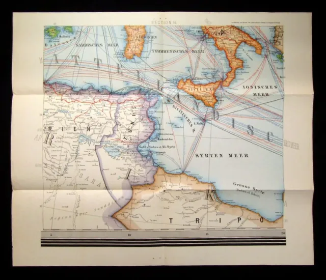 Karte Stiller Ozean 1:35 000 000 um 1910 59 x 59 cm Section 14 Henze Verlag js