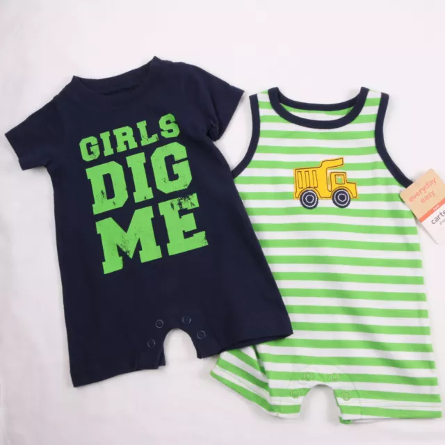 Carters Baby Boys Infant Two Rompers Playwear Set Size Newborn Nwt