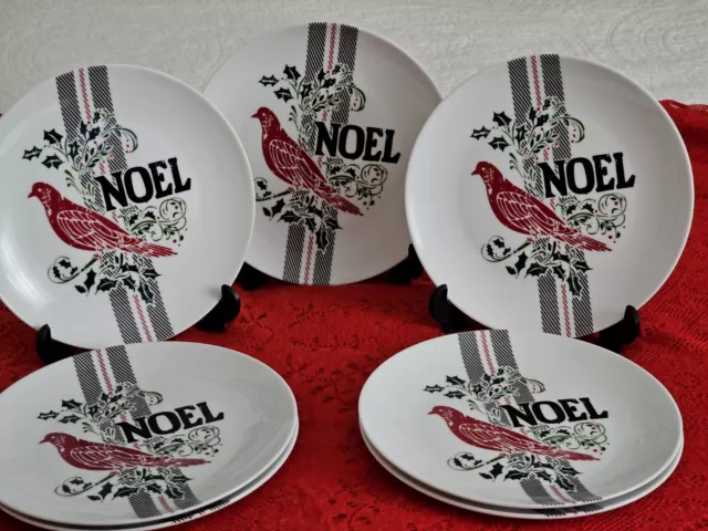 Better Homes & Gardens Christmas Collection - RED CARDINAS NOEL- 7 Plates