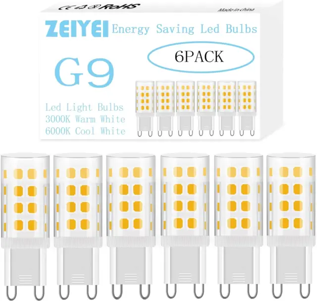 ZEIYEI G9 LED Bulbs, 5W, Warm White 3000K, 450LM, Equivalent to 40W Halogen, for