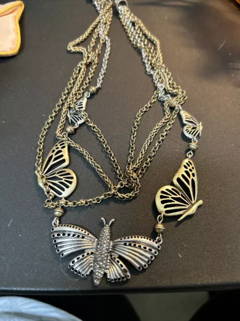 LUCKY BRAND Mid-Length Layered Butterfly Necklace