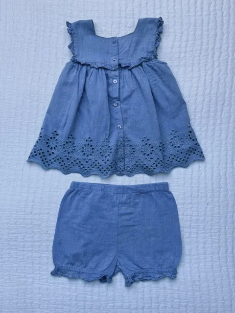 Next Baby Girl 18-24 Months Blue Summer Dress And Pant Set VGC