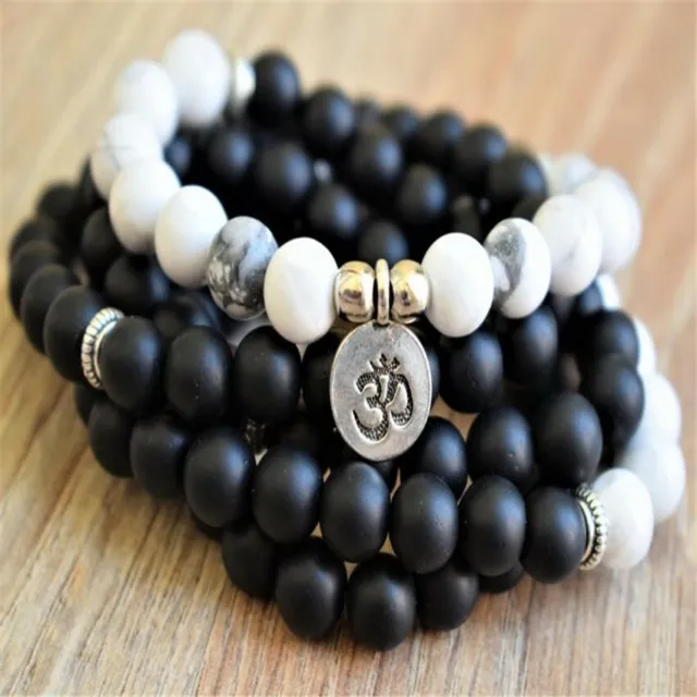 8MM Obsidian Bracelet 108 Beads Buddha Pendant Spirituality Mala Yoga Wrist