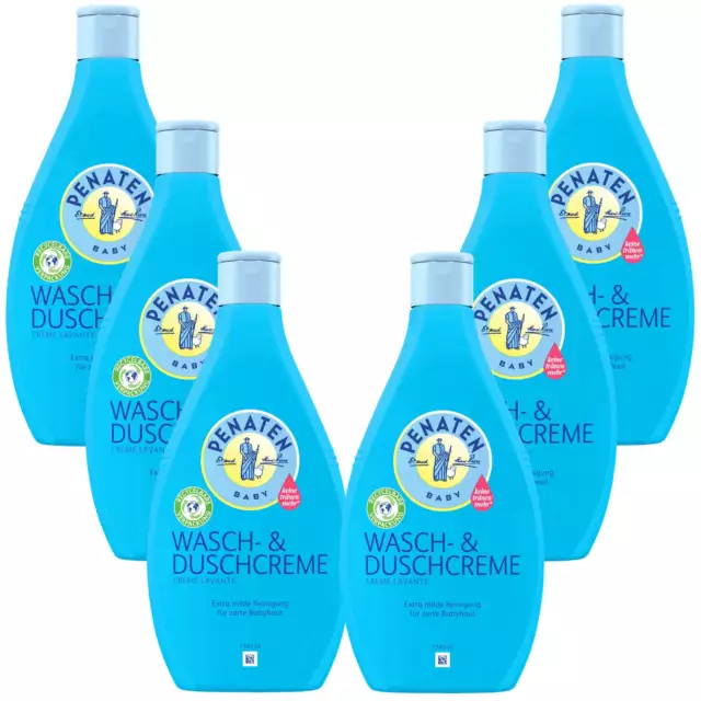 6x 400ml Penaten Lavado Y Gel de Ducha Extra Suave Limpieza para Tierna Babyhaut