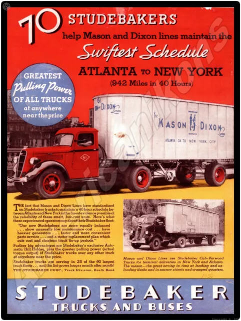 Studebaker Truck New Metal Sign: Mason & Dixon Truck Lines - Large Size