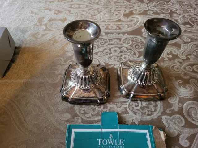 Towle Silverplated Weighted Candle Stick Holder  Set of 2 Silvermith 4.75"