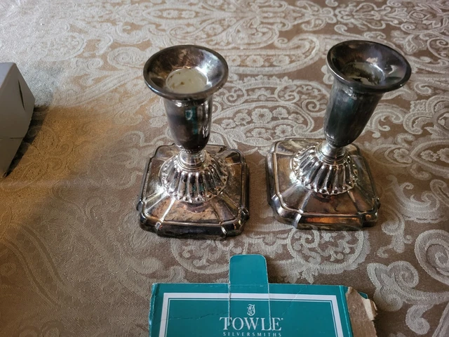 Towle Silverplated Weighted Candle Stick Holder  Set of 2 Silvermith 4.75"