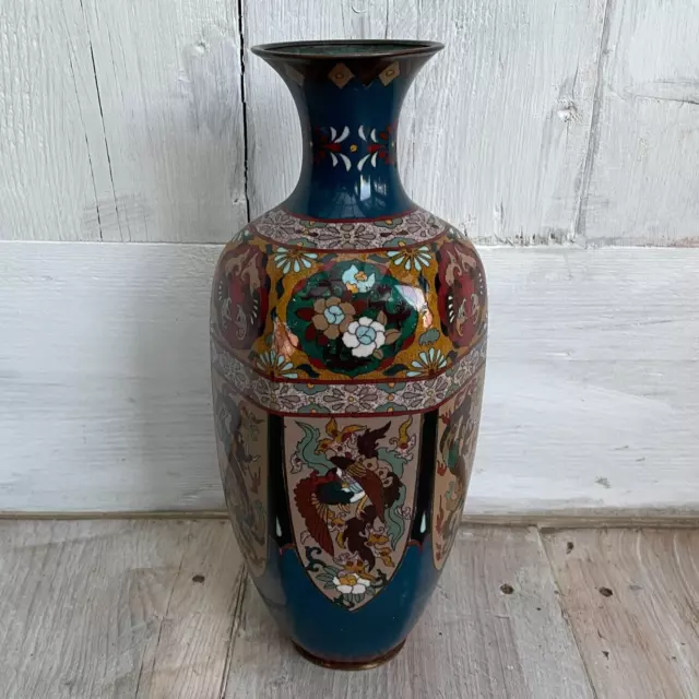 Oriental Ceramic Brass Pot Antique Ornate Chinoiserie Vase Enamel Cloisonne