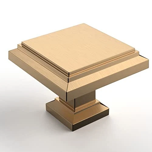 5 Pack Champagne Bronze Kitchen Cabinet Knobs Square Brushed Brass Dresser Kn...