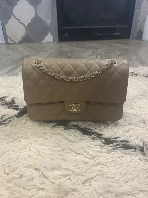 Chanel Beige Quilted Grained Calfskin Medium Classic Double Flap Silver  Hardware, 2021 Available For Immediate Sale At Sotheby's