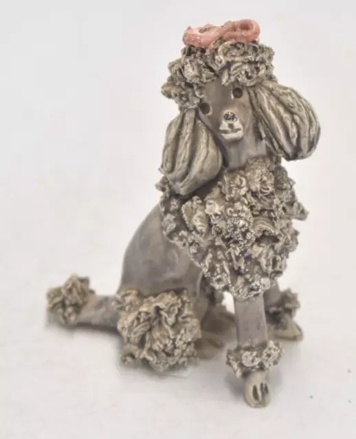 Vintage Poodle Dog Grey Spaghetti Figurine Statue Ornament Decorative
