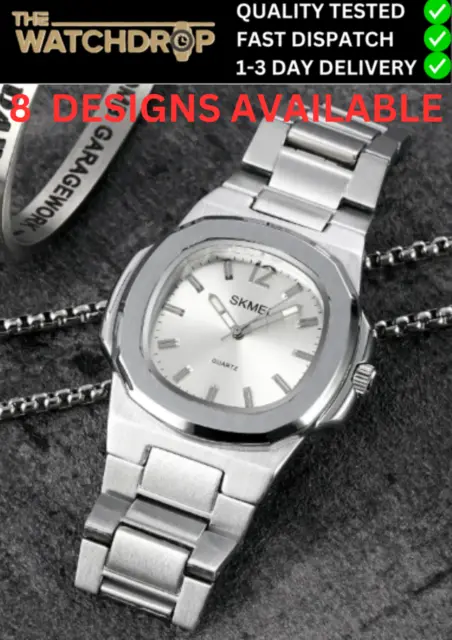 Fashion Luxury Mens Women Stainless Steel Watches Date Analog Quartz Wristwatch