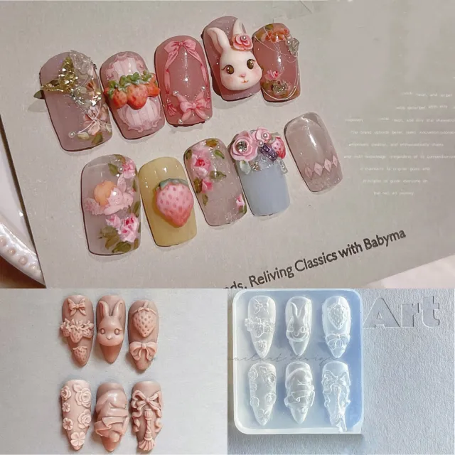 1pc Rose Tulip 3D Acrylic Mold Nail Art DIY Design Silicone Nail Art Nails Mold