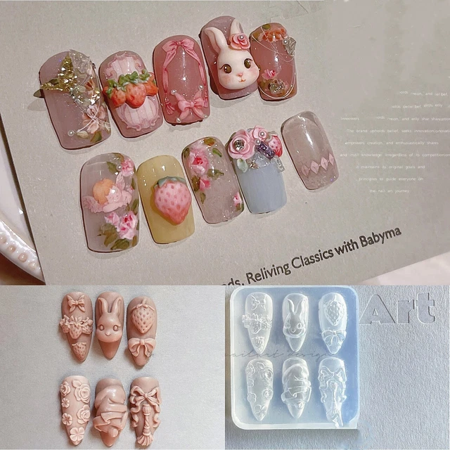 1pc Rose Tulip 3D Acrylic Mold Nail Art DIY Design Silicone Nail Art Nails Mold