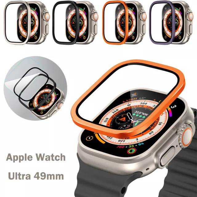 for Apple Watch Ultra / Ultra 2 49mm Tempered Glass Screen Protector Metal Cover