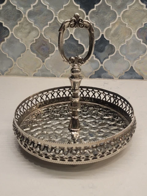 Vintage Hollywood Regency Lipstick Perfume Tray Holder Silverplate England