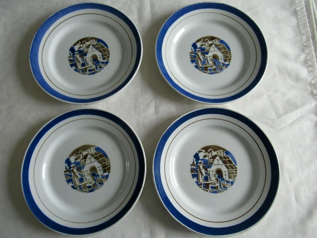 Lot De 4 Assiettes à Dessert Publicitaires Mulino Bianco - Céramique, Occasion Avec Traces