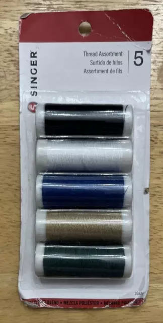 Singer Hand Sewing Thread, Assorted Colors, 5 Pack