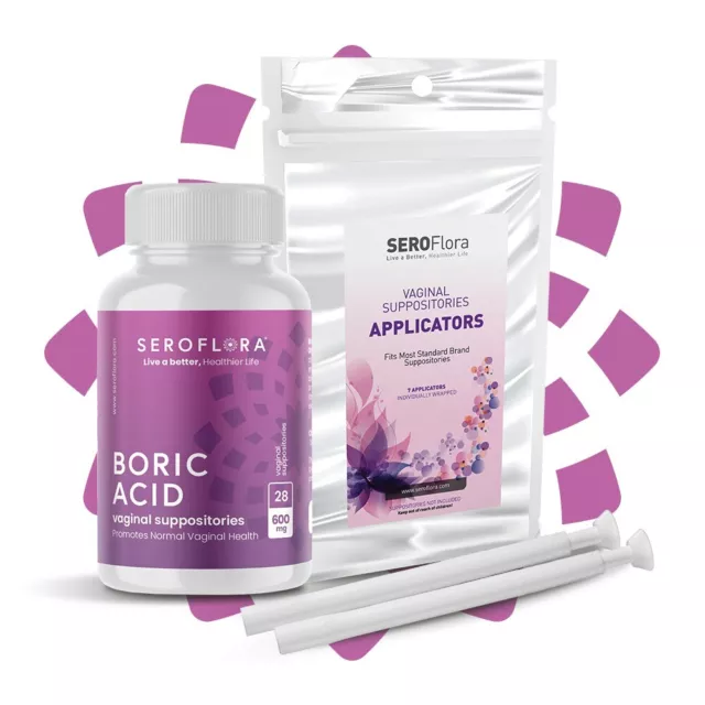 Supositorios vaginales SEROFlora para infecciones por hongos (28 quilates) y aplicadores (7 quilates)