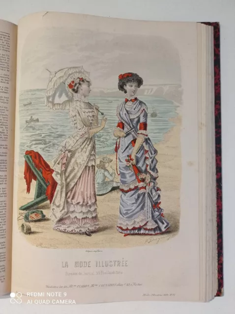 La Mode Illustrée 1881 relié 51 N° Robe en Surah Crêpe Gaze Satin Cachemire...