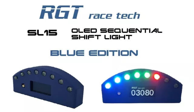 RGT race tech SL15 OLED sequential shift light digital tachometer BLUE EDITION