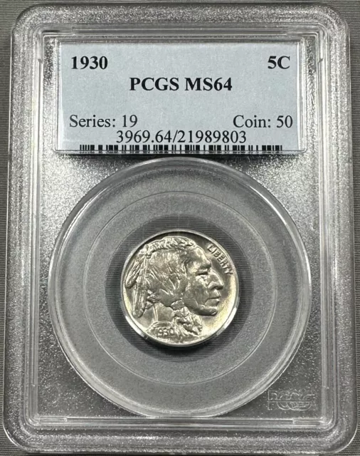 1930 Buffalo Nickel 5c - PCGS MS64 - Blast White PQ