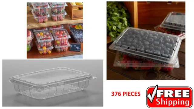 Produce Packaging 11 oz. Clear Vented Clamshell Produce Berry Container 376 PCS