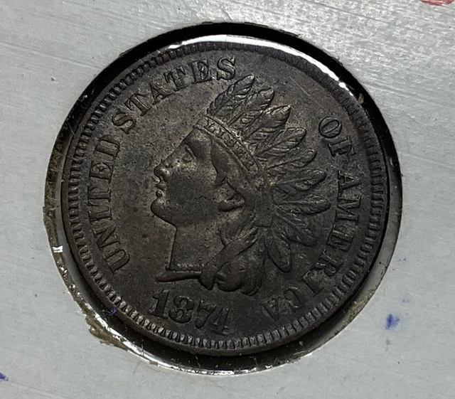 1874 Indian Head Cent Penny Liberty And diamonds AU condition