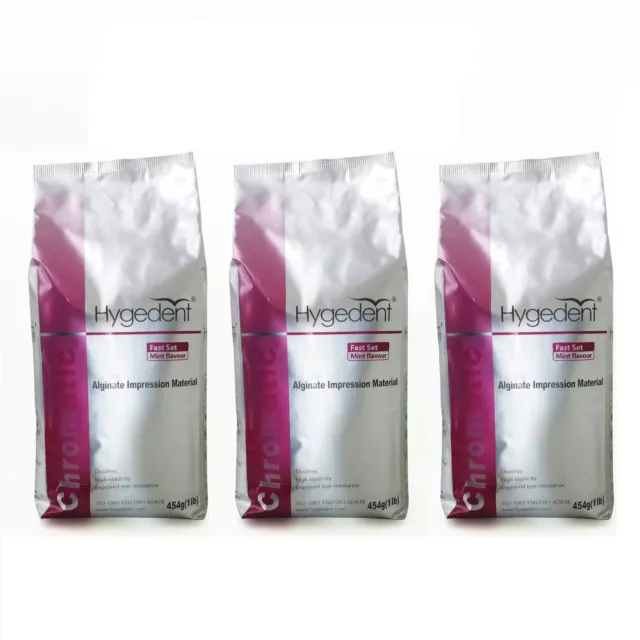 3 Hygedent Chromatic Dental Fast Set Mint Flavored Dust-Free Impression Alginate