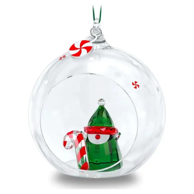 SWAROVSKI Xmas  Cheers Ball Ornament Santa Elf Crystal Sculpture NEW 5596383