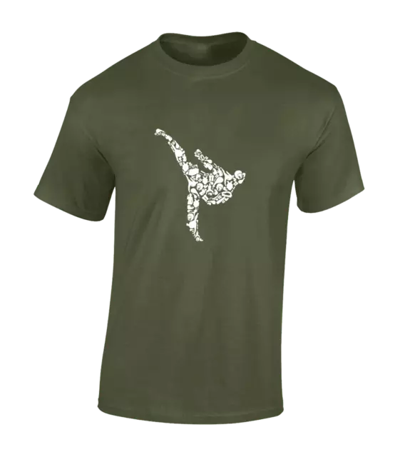 T Shirt Taekwondo Silhouette Da Uomo Cool Arti Marziali Karate Design Mma Top Nuova