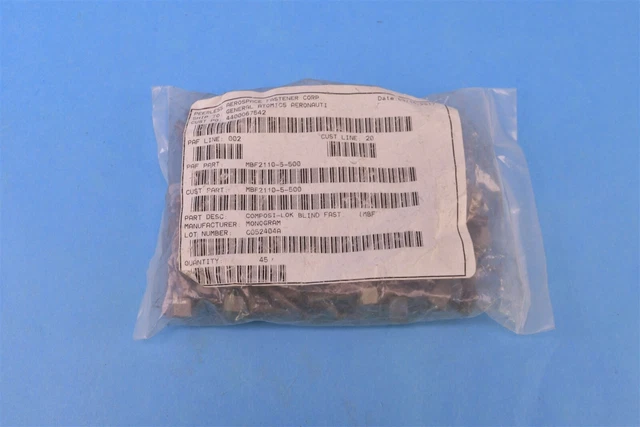 45 Monogram Fastener 0.060HD Blind Rivets Self-Plugging Titanium MBF2110-5-500
