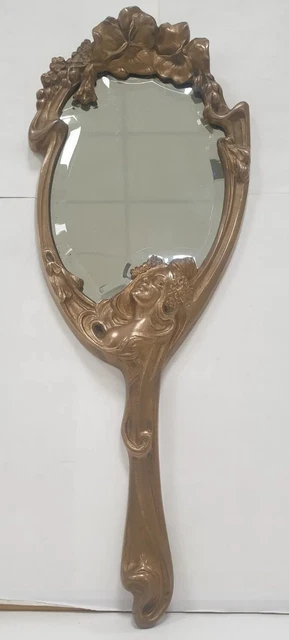 Miroir Art Nouveau bois et laiton