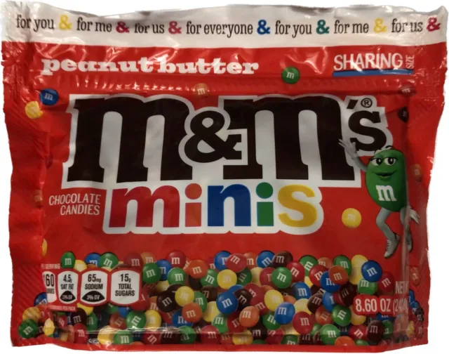New Peanut Butter M&M's Minis Milk Chocolate Candies 8.6 Oz Sharing Size Bag Buy