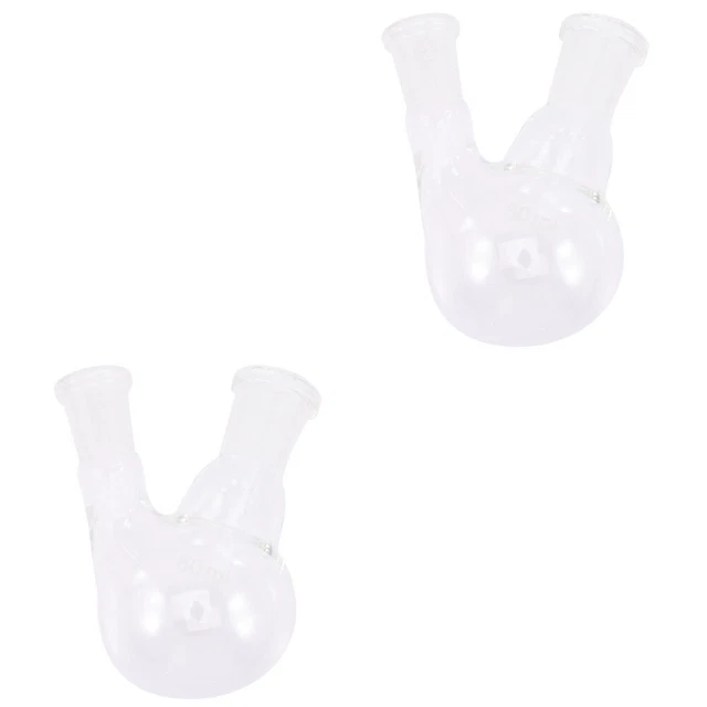 2x Flat Bottom Flask 2- Neck Flask Measuring Flask Scientific Flask