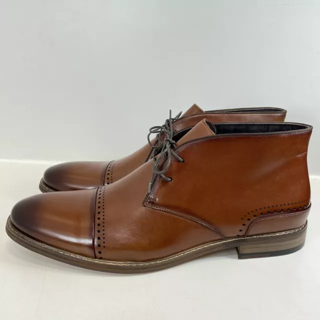 Stacy Adams Men’s Ashby Cap-Toe Lace-up Ankle Chukka Boot (Cognac)  Size 14 M