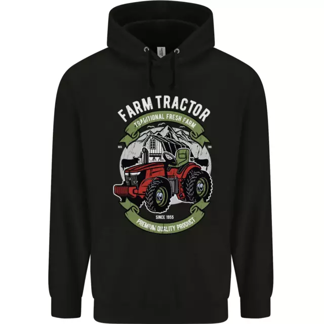 Farm Tractor Farming Farmer Mens 80% Cotton Hoodie